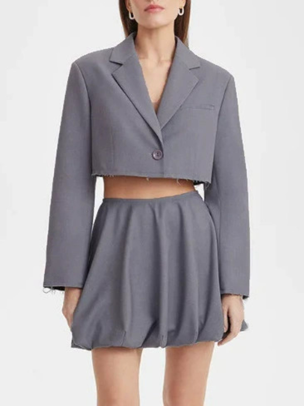 Zara Spring Summer New Muse Commuter Long Sleeve Blazer Short Tulip Skirt Set
